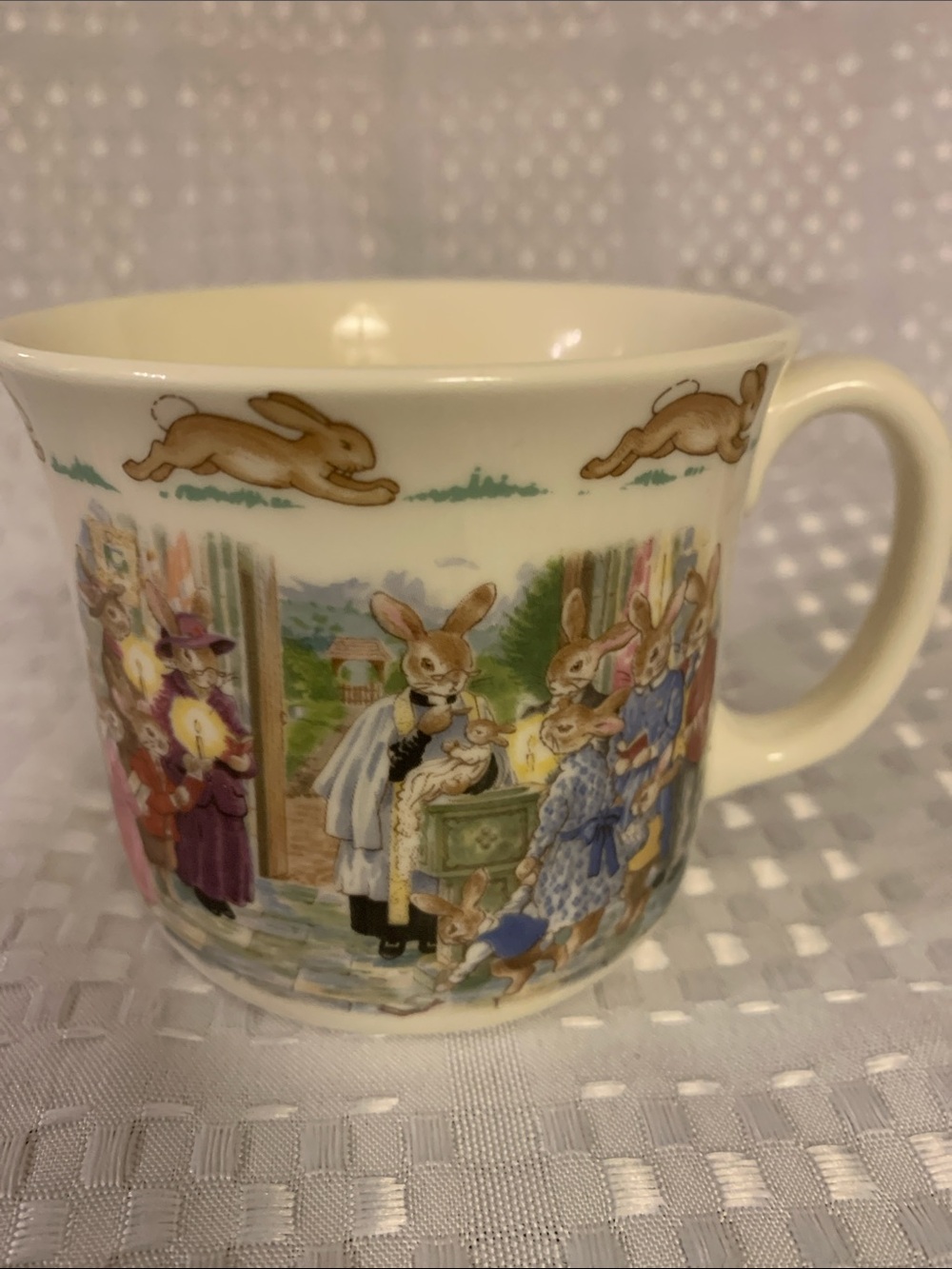 Royal  Bunnykins one handle Christening mug.